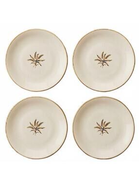 Vintage 1950 Embassy USA Wheat Dinner Plates Set 4 Gold Black Vitrified China